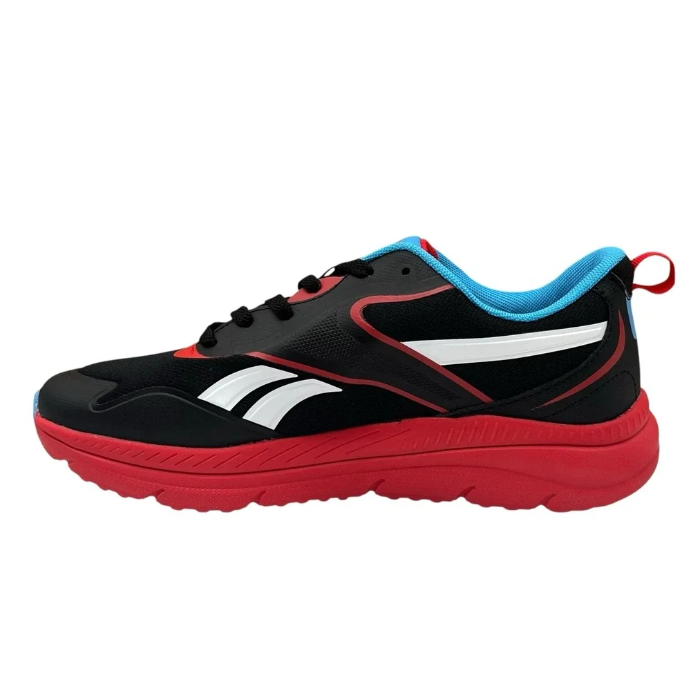 Reebok Youth Big Boys Rush Sneakers Size 7 Black Fiery Red White Blue Lace Up